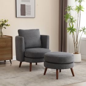 30.7" Wide Accent Chair with Ottoman Armchair Upholstered Reading Chair Single Sofa with Wooden Leg and Throw Pillow for Living Room Bedroom Dorm Room